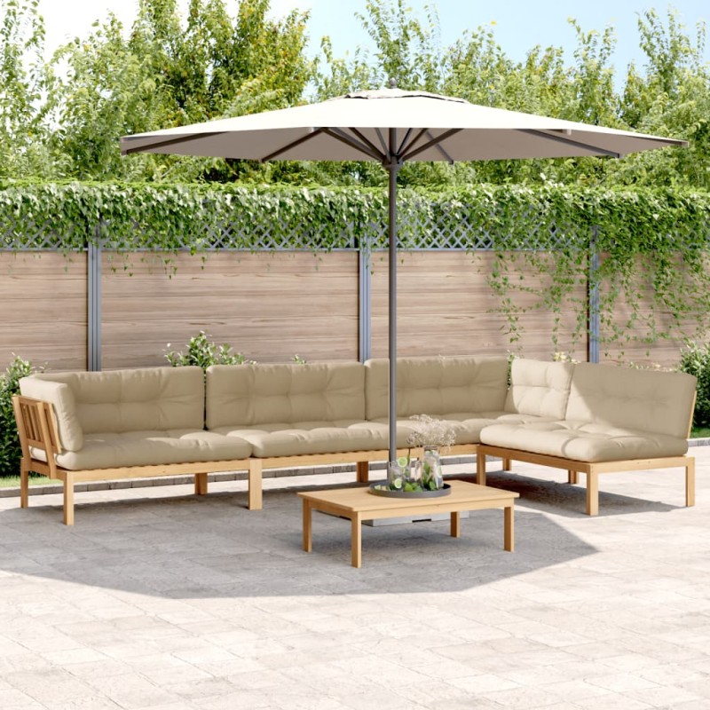 vidaXL 5-tlg. Garten-Sofagarnitur aus Paletten mit Kissen Akazienholz vidaXL 5-tlg. Garten-Sofagarnitur aus Paletten mit Kissen Akazienholz