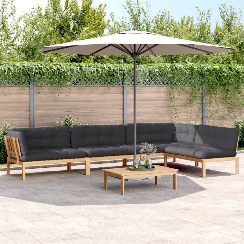 vidaXL 5-tlg. Garten-Sofagarnitur aus Paletten mit Kissen Akazienholz vidaXL 5-tlg. Garten-Sofagarnitur aus Paletten mit Kissen Akazienholz