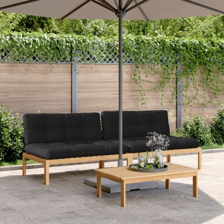 vidaXL Garten-Mittelsofas aus Paletten 2 Stk. mit Kissen Akazienholz