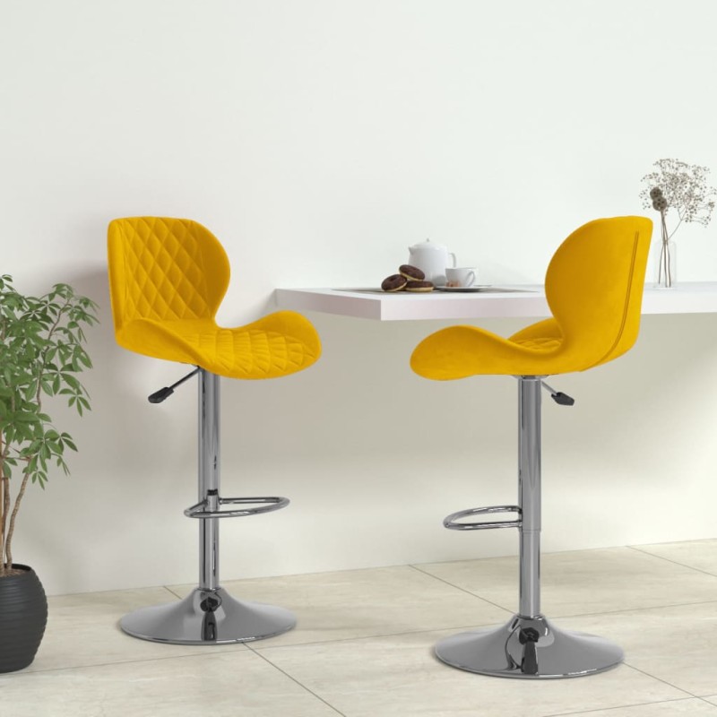 vidaXL Barhocker 2 Stk. Senfgelb Samt vidaXL Barhocker 2 Stk. Senfgelb Samt