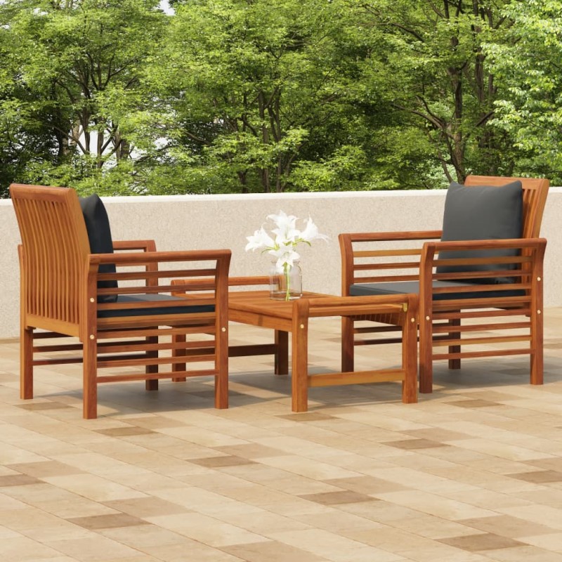 vidaXL 3-tlg. Garten-Lounge-Set mit Kissen Massivholz Akazie vidaXL 3-tlg. Garten-Lounge-Set mit Kissen Massivholz Akazie