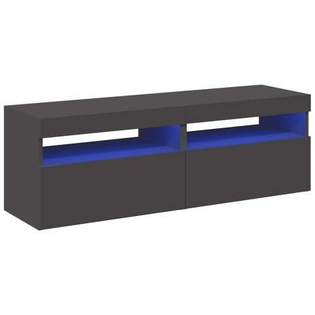 vidaXL TV-Schränke LED-Leuchten 2 Stk. Grau 60x35x40cm