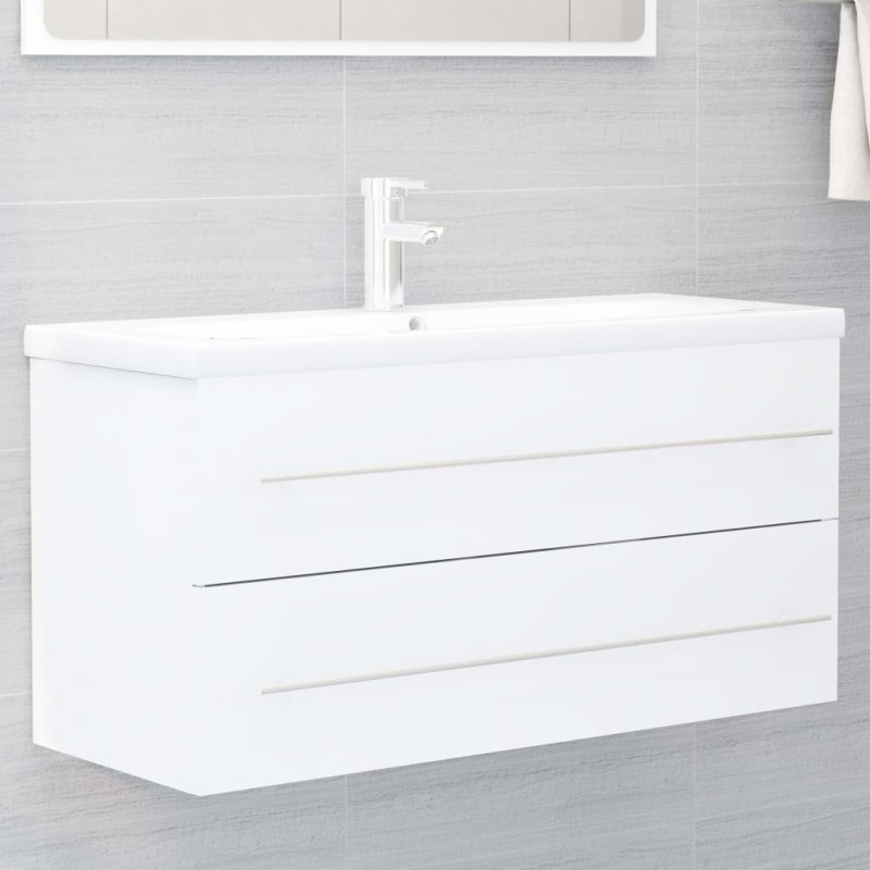 vidaXL Waschbeckenunterschrank Weiß 100x38,5x48 cm Holzwerkstoff vidaXL Waschbeckenunterschrank Weiß 100x38,5x48 cm Holzwerkstoff