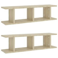 vidaXL Wandregale 2 Stk. Sonoma-Eiche 75x18x20 cm Holzwerkstoff