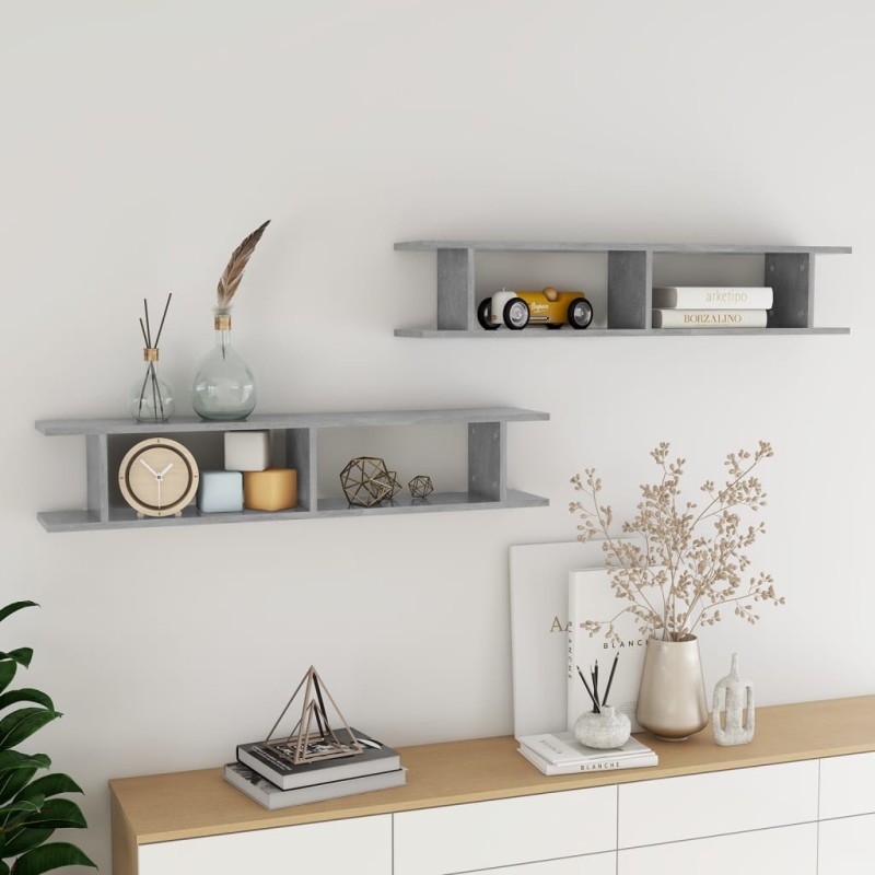 vidaXL Wandregale 2 Stk. Betongrau 105x18x20 cm Holzwerkstoff vidaXL Wandregale 2 Stk. Betongrau 105x18x20 cm Holzwerkstoff