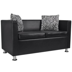 vidaXL 2-Sitzer-Sofa Kunstleder Schwarz 