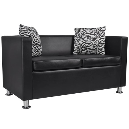 vidaXL 2-Sitzer-Sofa Kunstleder Schwarz 