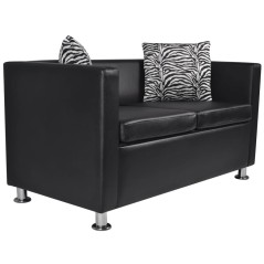 vidaXL 2-Sitzer-Sofa Kunstleder Schwarz 