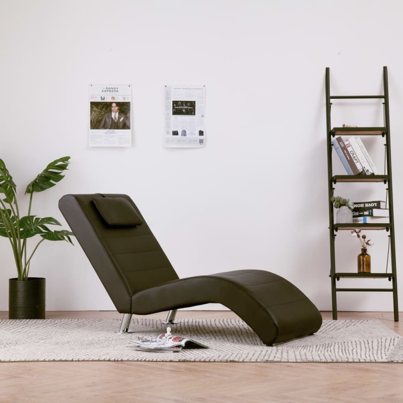 vidaXL Chaiselongue mit Kissen Braun Kunstleder vidaXL Chaiselongue mit Kissen Braun Kunstleder
