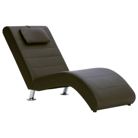 vidaXL Chaiselongue mit Kissen Braun Kunstleder