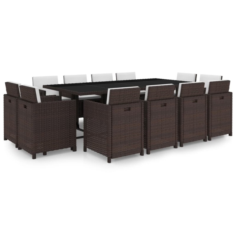 vidaXL 13-tlg. Garten-Essgruppe mit Auflagen Poly Rattan Braun vidaXL 13-tlg. Garten-Essgruppe mit Auflagen Poly Rattan Braun