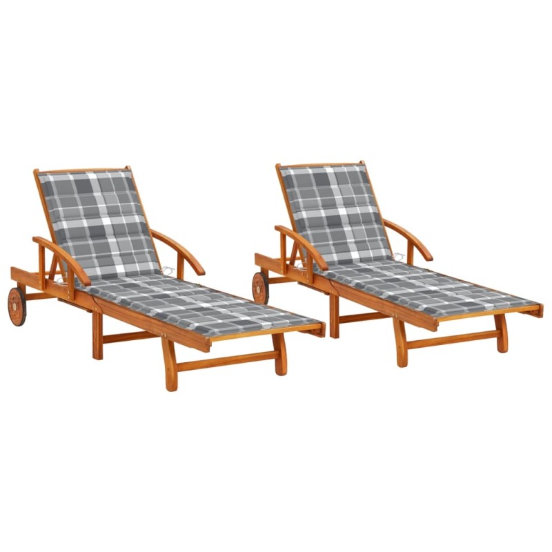vidaXL Sonnenliegen 2 Stk. mit Auflagen Massivholz Akazie vidaXL Sonnenliegen 2 Stk. mit Auflagen Massivholz Akazie