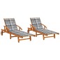 vidaXL Sonnenliegen 2 Stk. mit Auflagen Massivholz Akazie vidaXL Sonnenliegen 2 Stk. mit Auflagen Massivholz Akazie