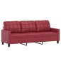 vidaXL 3-Sitzer-Sofa mit Hocker Weinrot 180 cm Kunstleder vidaXL 3-Sitzer-Sofa mit Hocker Weinrot 180 cm Kunstleder