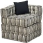 vidaXL 2-Sitzer Modularer Pouf Grau Gestreift Stoff vidaXL 2-Sitzer Modularer Pouf Grau Gestreift Stoff