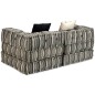 vidaXL 2-Sitzer Modularer Pouf Grau Gestreift Stoff vidaXL 2-Sitzer Modularer Pouf Grau Gestreift Stoff