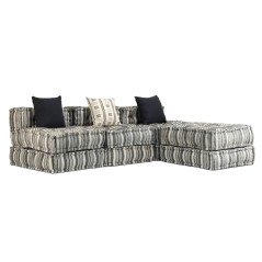 vidaXL 3-Sitzer Modularer Pouf Grau Gestreift Stoff 