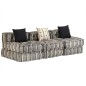vidaXL 3-Sitzer Modularer Pouf Grau Gestreift Stoff vidaXL 3-Sitzer Modularer Pouf Grau Gestreift Stoff