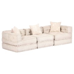 vidaXL 3-Sitzer Modularer Pouf Beige Stoff 