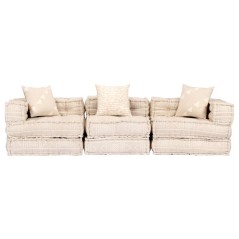 vidaXL 3-Sitzer Modularer Pouf Beige Stoff 