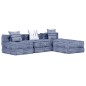 vidaXL 3-Sitzer Modularer Pouf Indigo Stoff vidaXL 3-Sitzer Modularer Pouf Indigo Stoff