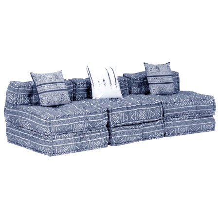 vidaXL 3-Sitzer Modularer Pouf Indigo Stoff 