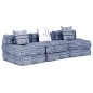 vidaXL 3-Sitzer Modularer Pouf Indigo Stoff vidaXL 3-Sitzer Modularer Pouf Indigo Stoff