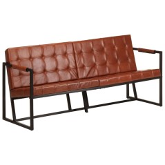 vidaXL 3-Sitzer-Sofa Braun Echtes Ziegenleder 