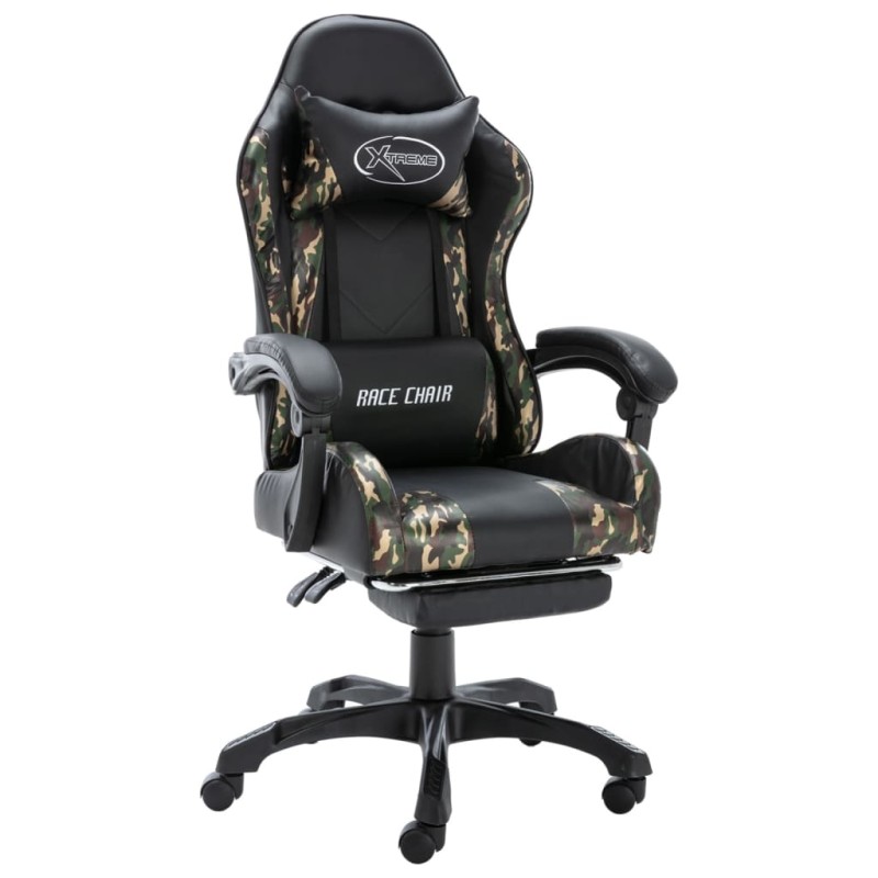 vidaXL Gaming-Stuhl mit Fußstütze Schwarz und Tarnmuster Kunstleder vidaXL Gaming-Stuhl mit Fußstütze Schwarz und Tarnmuster Kunstleder