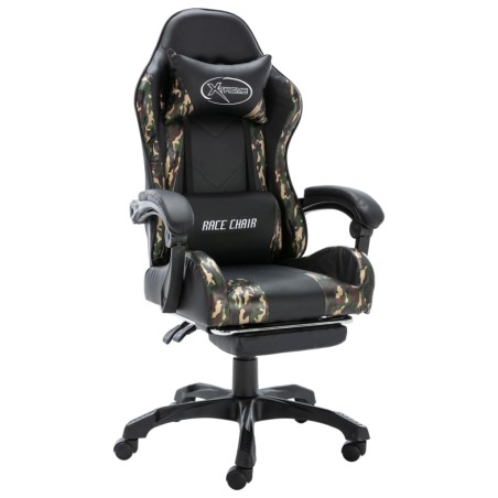 vidaXL Gaming-Stuhl mit Fußstütze Schwarz und Tarnmuster Kunstleder 