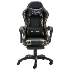 vidaXL Gaming-Stuhl mit Fußstütze Schwarz und Tarnmuster Kunstleder 