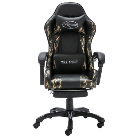 vidaXL Gaming-Stuhl mit Fußstütze Schwarz und Tarnmuster Kunstleder 
