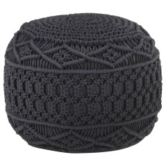 vidaXL Makramee Sitzpuff Handgefertigt Anthrazit 45 x 30 cm Baumwolle 