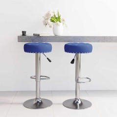vidaXL Barhocker 2 Stk. Blau Stoff