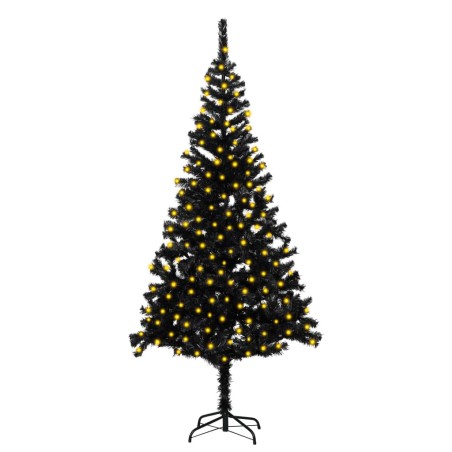 Künstlicher Weihnachtsbaum mit LEDs & Ständer Schwarz 210cm PVC