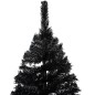 Künstlicher Weihnachtsbaum mit LEDs & Ständer Schwarz 210cm PVC Künstlicher Weihnachtsbaum mit LEDs & Ständer Schwarz 210cm PVC