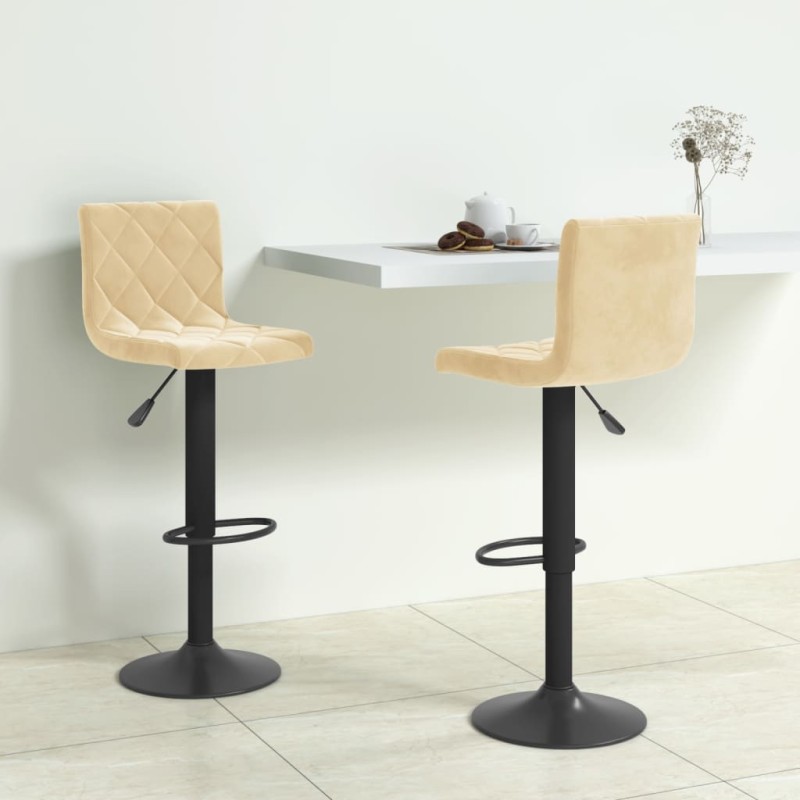 vidaXL Barhocker 2 Stk. Creme Samt vidaXL Barhocker 2 Stk. Creme Samt