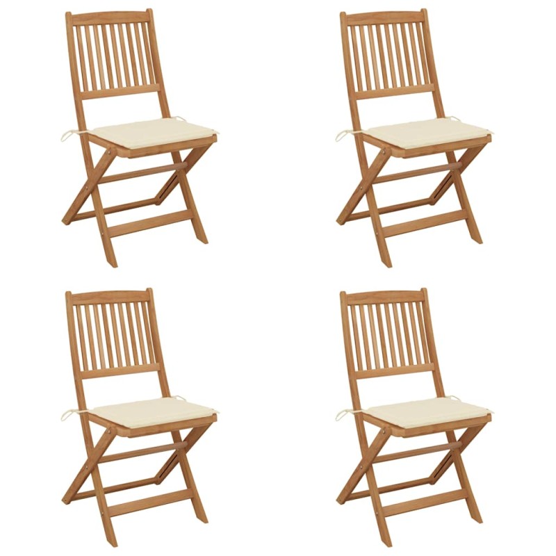 vidaXL Klappbare Gartenstühle 4 Stk. mit Kissen Massivholz Akazie vidaXL Klappbare Gartenstühle 4 Stk. mit Kissen Massivholz Akazie