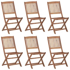 vidaXL Klappbare Gartenstühle 6 Stk. mit Kissen Massivholz Akazie