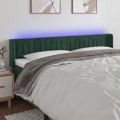 vidaXL LED Kopfteil Dunkelgrün 183x16x78/88 cm Samt