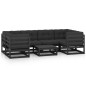 7-tlg. Garten-Lounge-Set mit Kissen Schwarz Massivholz Kiefer 7-tlg. Garten-Lounge-Set mit Kissen Schwarz Massivholz Kiefer