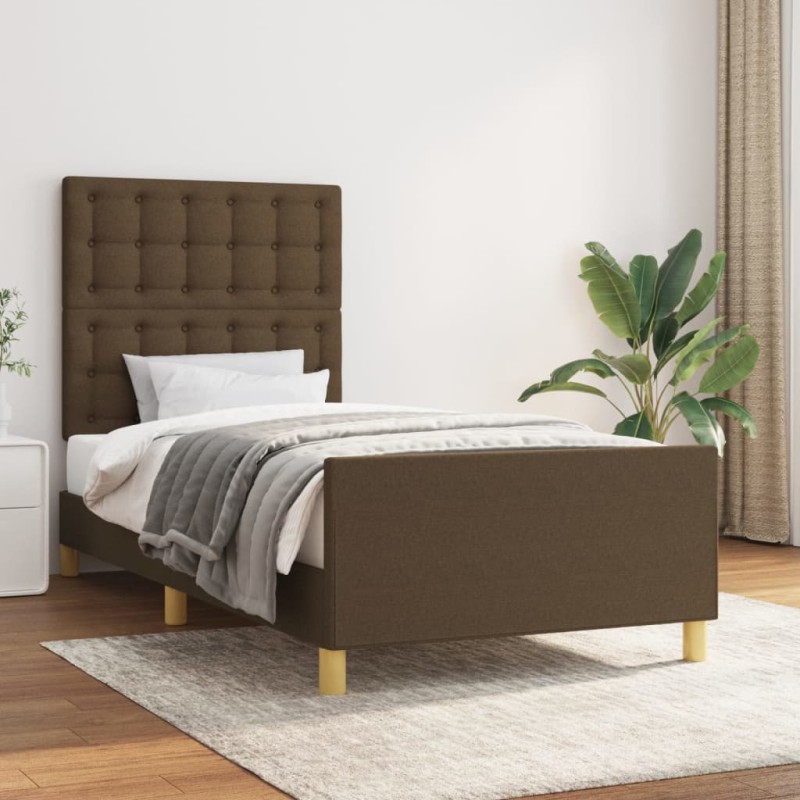 vidaXL Bettgestell ohne Matratze Dunkelbraun 100x200 cm Stoff vidaXL Bettgestell ohne Matratze Dunkelbraun 100x200 cm Stoff