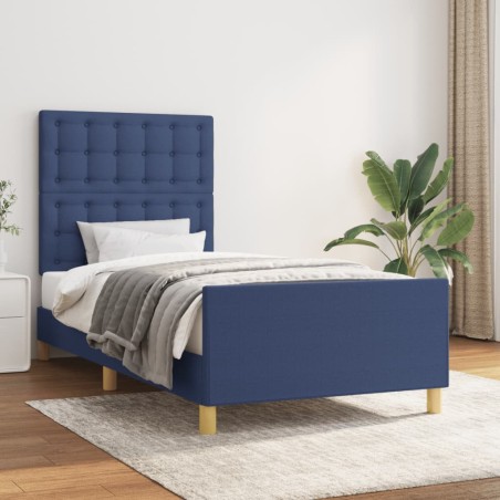 vidaXL Bettgestell ohne Matratze Blau 90x200 cm Stoff