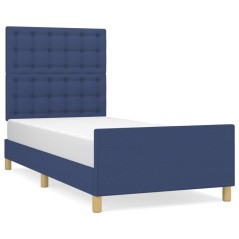 vidaXL Bettgestell ohne Matratze Blau 90x200 cm Stoff