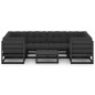 7-tlg. Garten-Lounge-Set mit Kissen Schwarz Massivholz Kiefer 7-tlg. Garten-Lounge-Set mit Kissen Schwarz Massivholz Kiefer