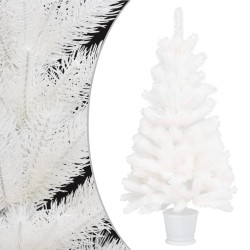 Künstlicher Weihnachtsbaum mit LEDs & Kugeln Weiß 90 cm