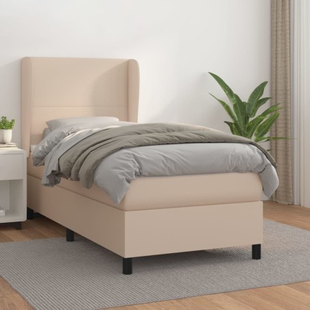 vidaXL Boxspringbett mit Matratze Cappuccino-Braun 90x190cm Kunstleder