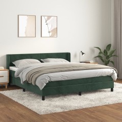 vidaXL Boxspringbett mit Matratze Dunkelgrün 160x200 cm Samt