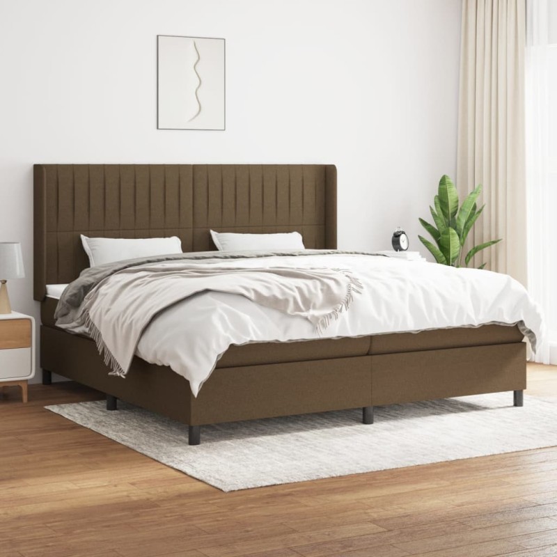 vidaXL Boxspringbett mit Matratze Dunkelbraun 200x200 cm Stoff vidaXL Boxspringbett mit Matratze Dunkelbraun 200x200 cm Stoff