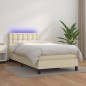 vidaXL Boxspringbett mit Matratze & LED Creme 100x200 cm Kunstleder vidaXL Boxspringbett mit Matratze & LED Creme 100x200 cm Kunstleder